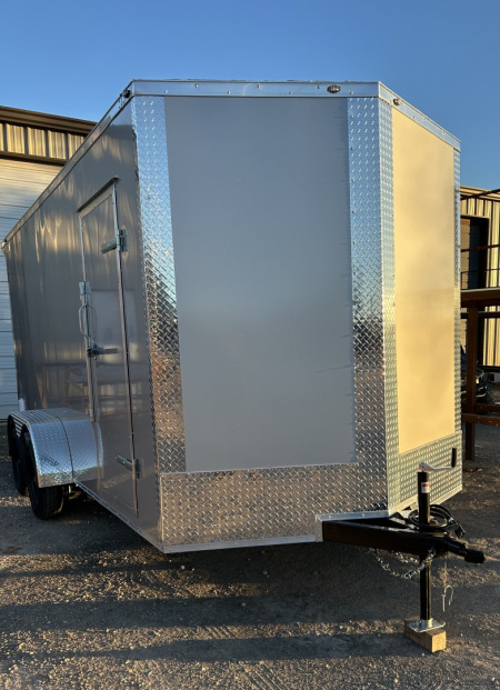 New 2026 Family Trailer 7x16 Tandem Axle Cargo / Enclosed Trailer-Screwless Exterior-Rear Spoiler