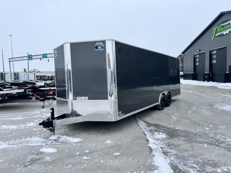 Used USED LIKE NEW 2026 Bighorn R&M 8.5x24 + 2’V Nose Rear Ramp Enclosed Cargo Trailer Car Hauler