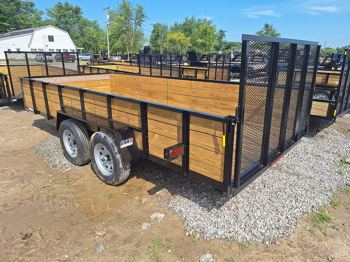 New 2026 AMO 82x16 Tandem Axle High Woodside Utility Trailer W/ Led Lights and Spring Assist Gate