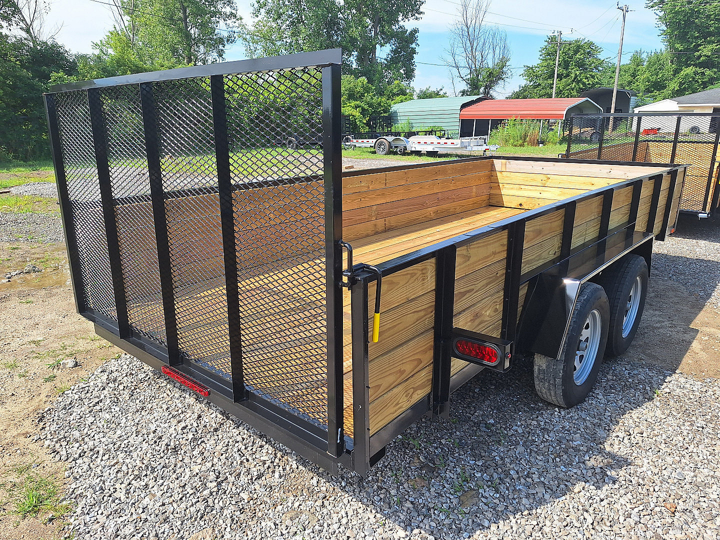 New 2026 AMO 82x16 Tandem Axle High Woodside Utility Trailer W/ Led Lights and Spring Assist Gate