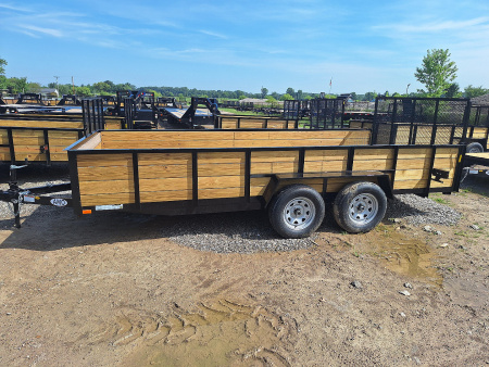 New 2026 AMO 82x16 Tandem Axle High Woodside Utility Trailer W/ Led Lights and Spring Assist Gate