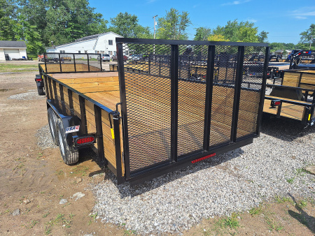New 2026 AMO 82x16 Tandem Axle High Woodside Utility Trailer W/ Led Lights and Spring Assist Gate