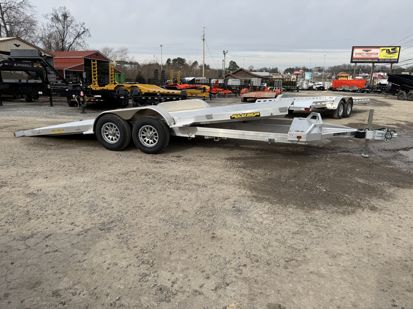 New 2026 Aluma 8220H-TILT-TA-EL-RTD 15" SILVER EAGLE WHEELS Car Hauler