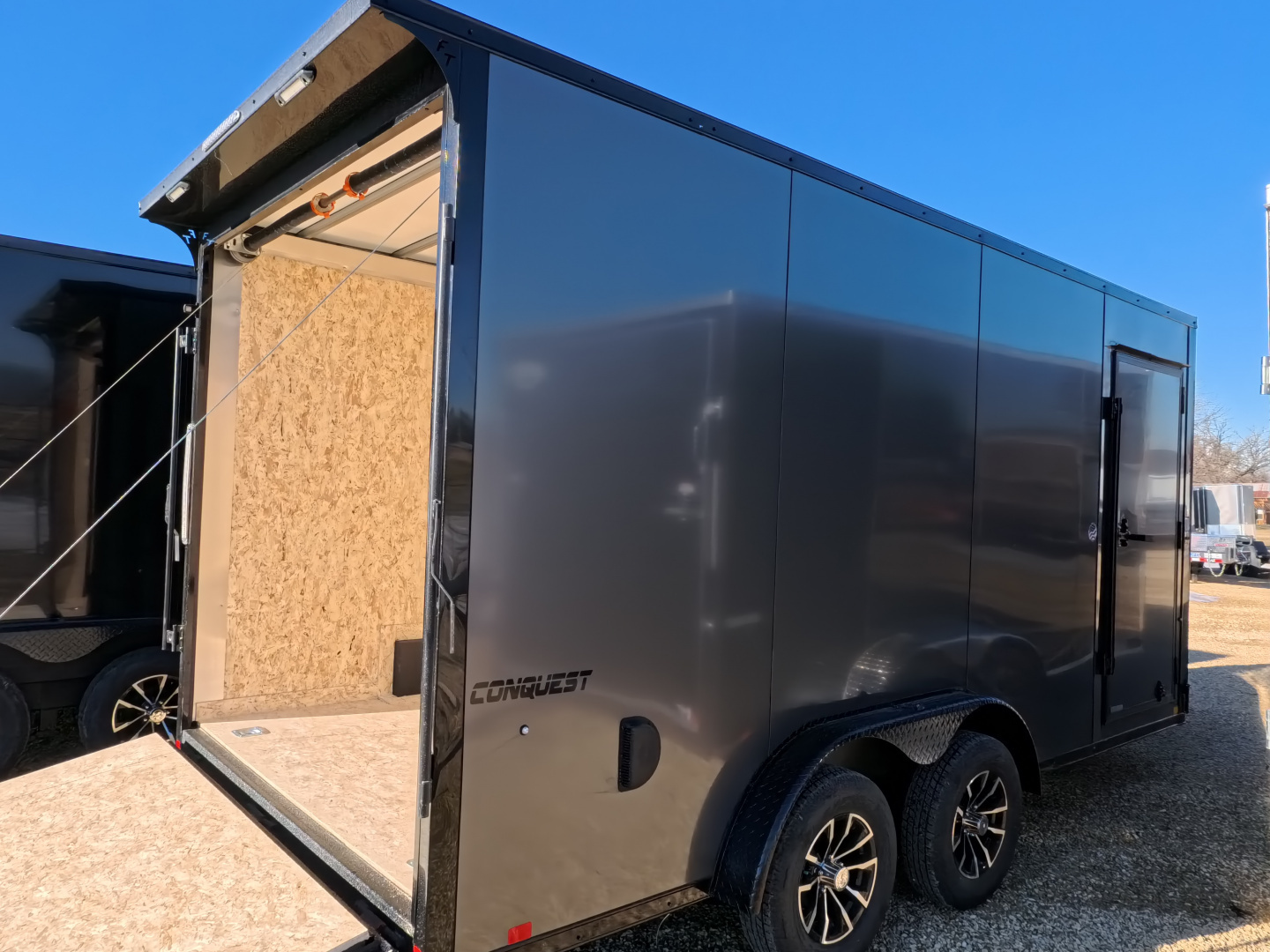 New 2026 Formula Trailers Charcoal 7.5 x 16 x 7 Conquest SE Flat Top Sloped V-Nose Cargo / Enclosed Trailer with 7K GVWR