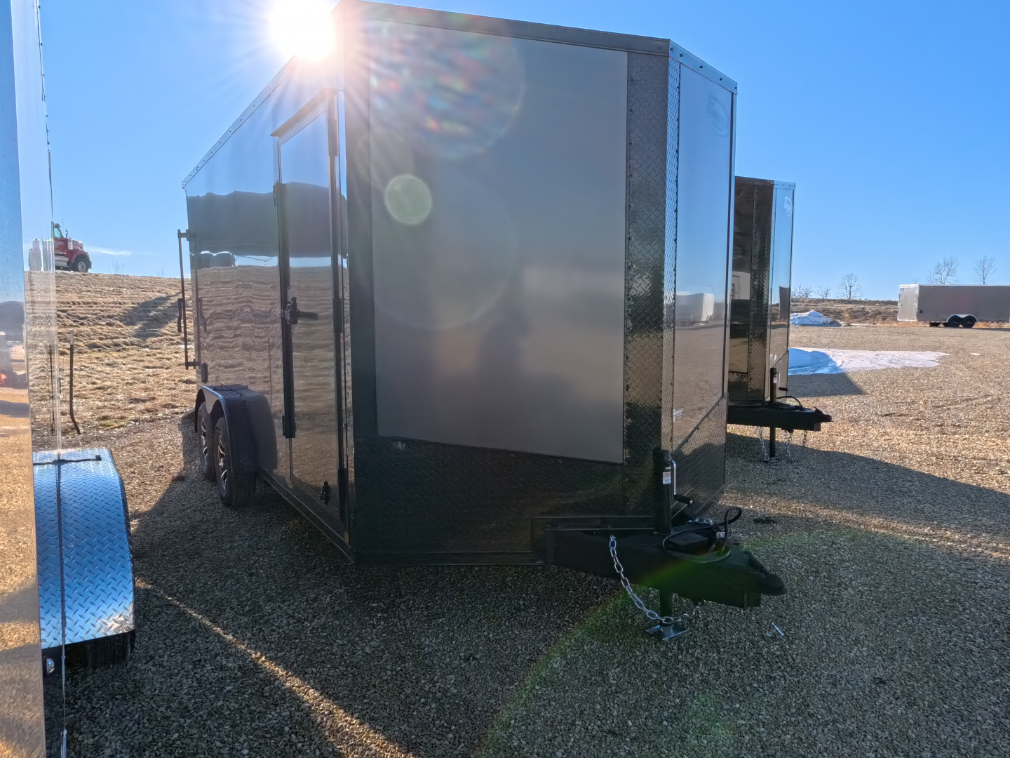New 2026 Formula Trailers Charcoal 7.5 x 16 x 7 Conquest SE Flat Top Sloped V-Nose Cargo / Enclosed Trailer with 7K GVWR