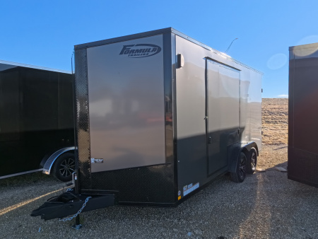 New 2026 Formula Trailers Charcoal 7.5 x 16 x 7 Conquest SE Flat Top Sloped V-Nose Cargo / Enclosed Trailer with 7K GVWR