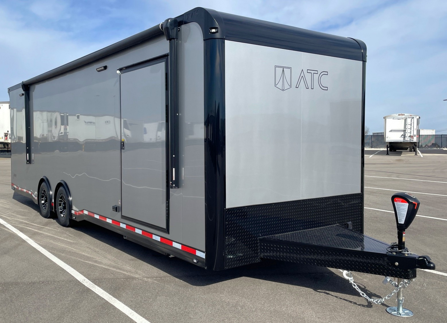 New 2026 ATC 28' RoM 500 Aluminum Enclosed Car Hauler/ Race Trailer - Silver, Extruded Floor, Escape Door, AC