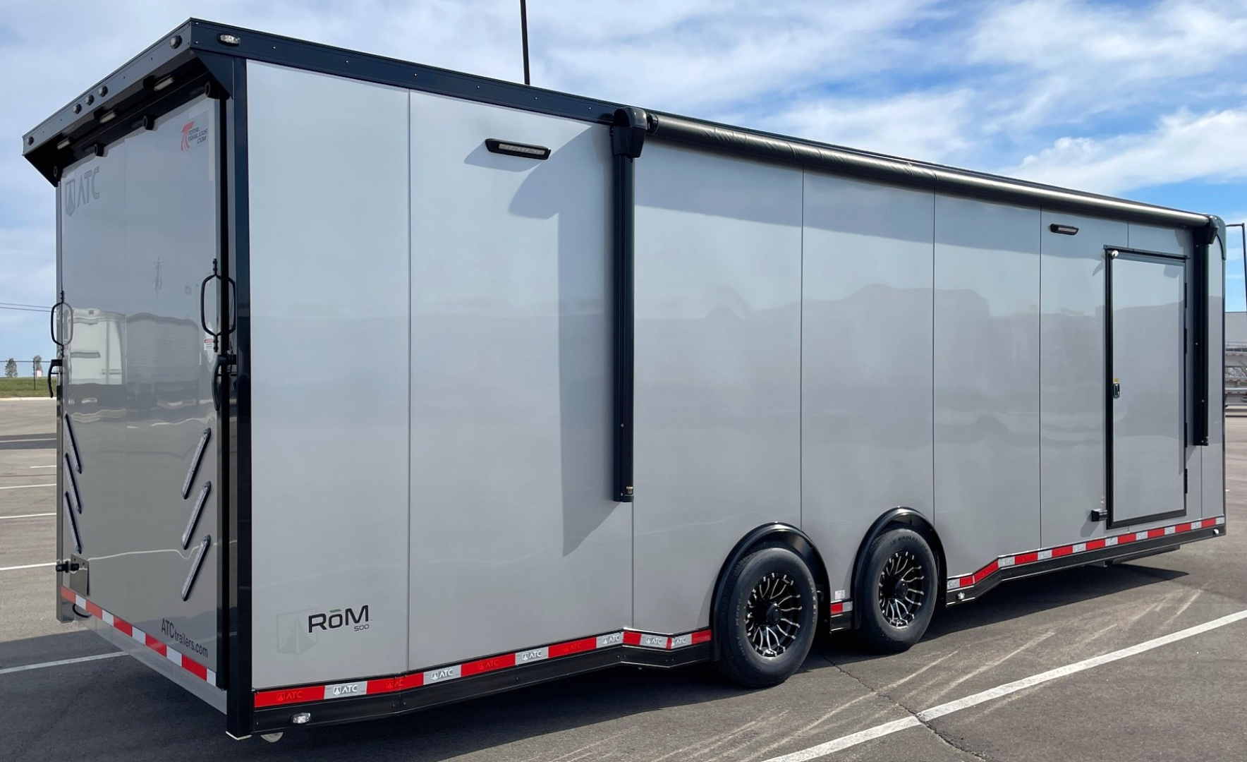 New 2026 ATC 28' RoM 500 Aluminum Enclosed Car Hauler/ Race Trailer - Silver, Extruded Floor, Escape Door, AC