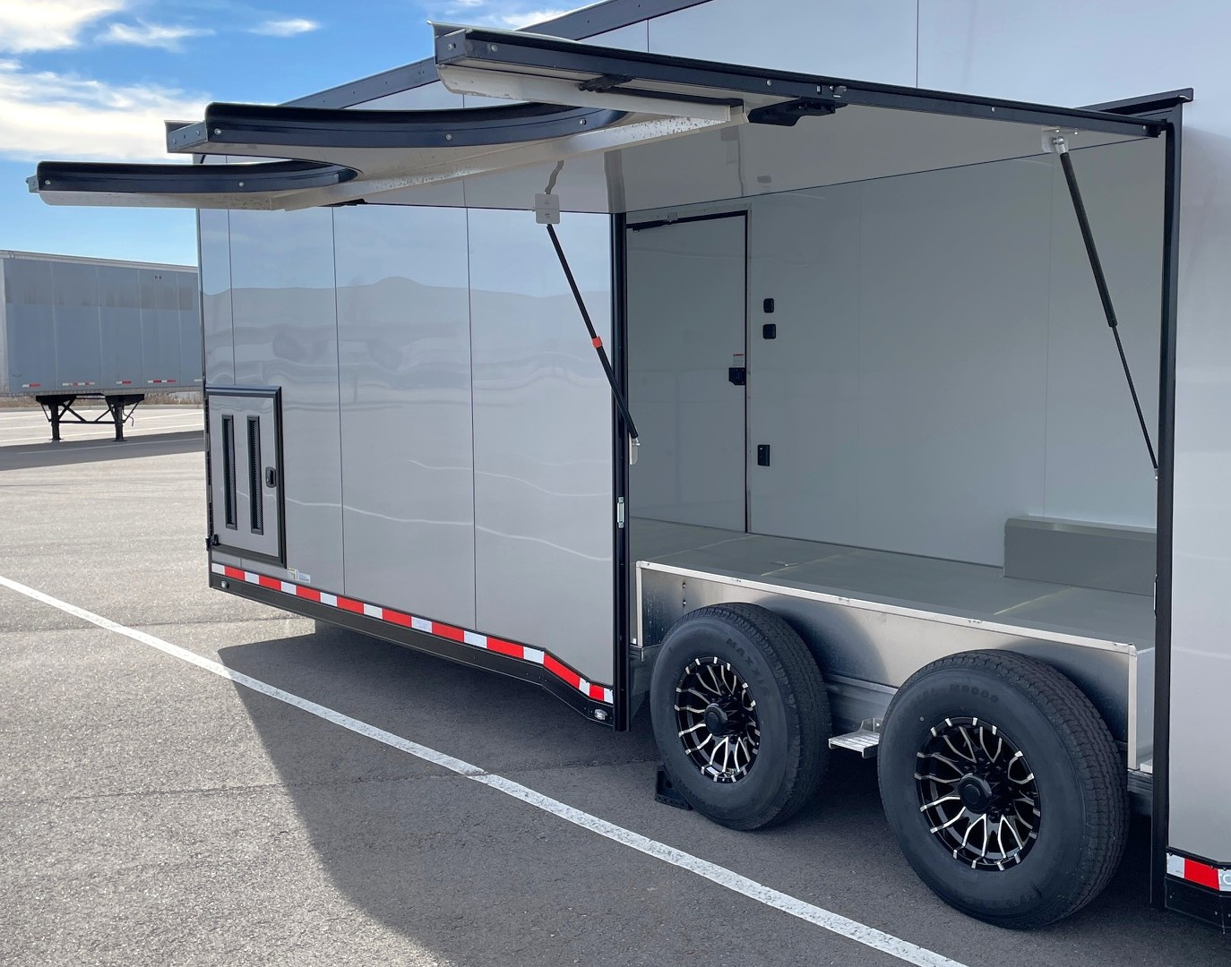 New 2026 ATC 28' RoM 500 Aluminum Enclosed Car Hauler/ Race Trailer - Silver, Extruded Floor, Escape Door, AC