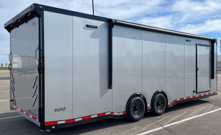 New 2026 ATC 28' RoM 500 Aluminum Enclosed Car Hauler/ Race Trailer - Silver, Extruded Floor, Escape Door, AC