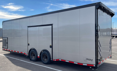 New 2026 ATC 28' RoM 500 Aluminum Enclosed Car Hauler/ Race Trailer - Silver, Extruded Floor, Escape Door, AC