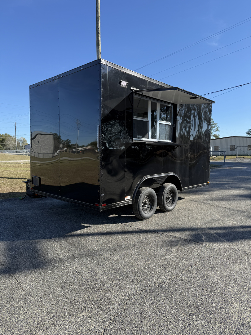 New 8.5X14TA Black Beverage Concession Trailer