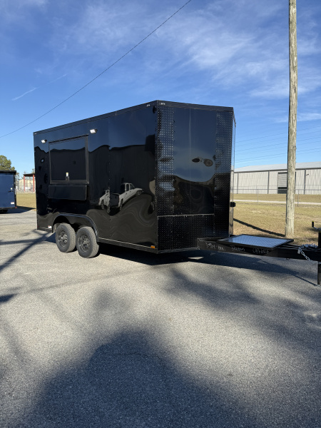 New 8.5X14TA Black Beverage Concession Trailer