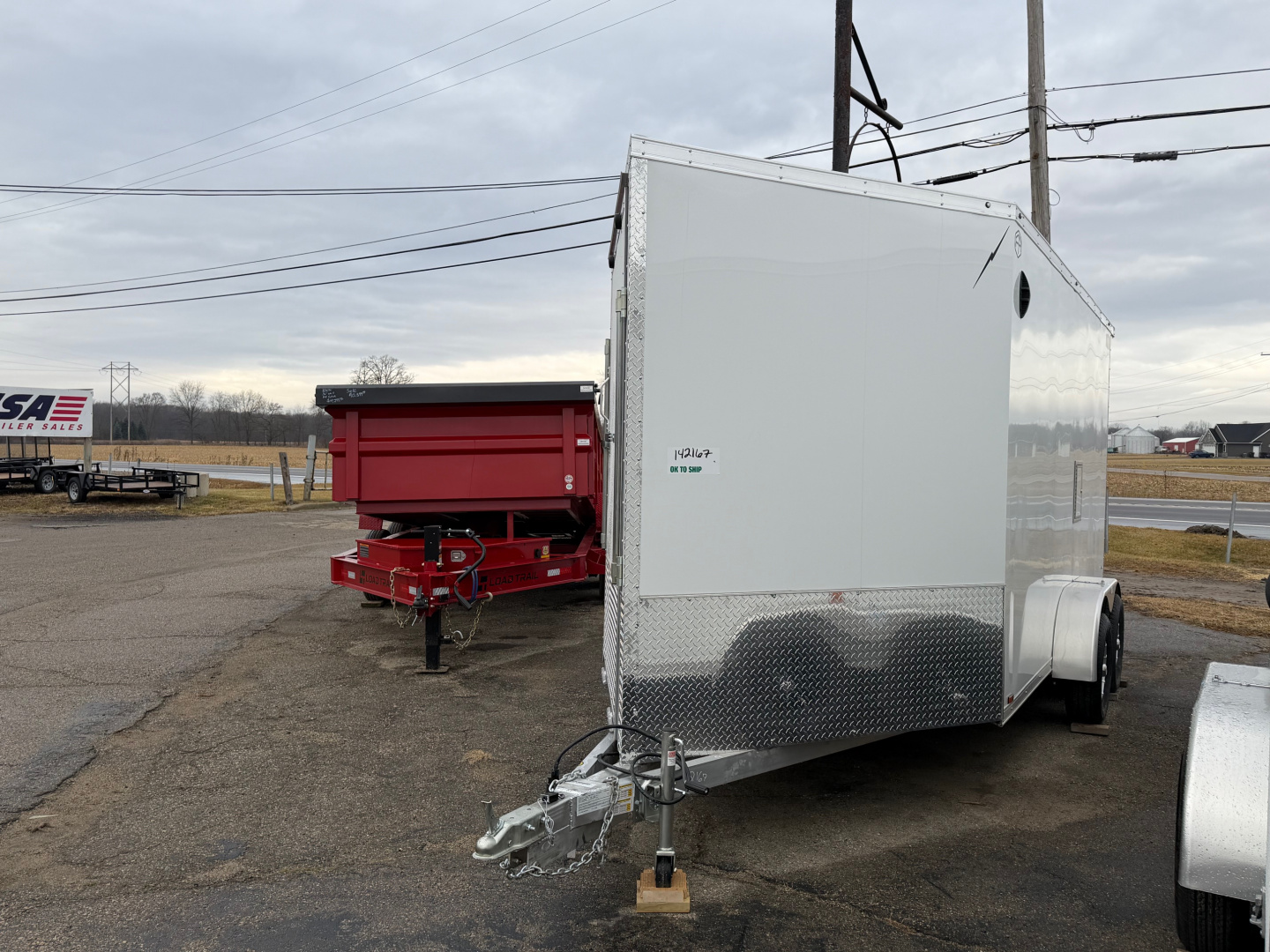 New 2026 7 X 19 Lightning 2 Place Enclosed Snowmobile Trailer Tandem Axle with 7ft Interior - White Walls - Aluminum Rims