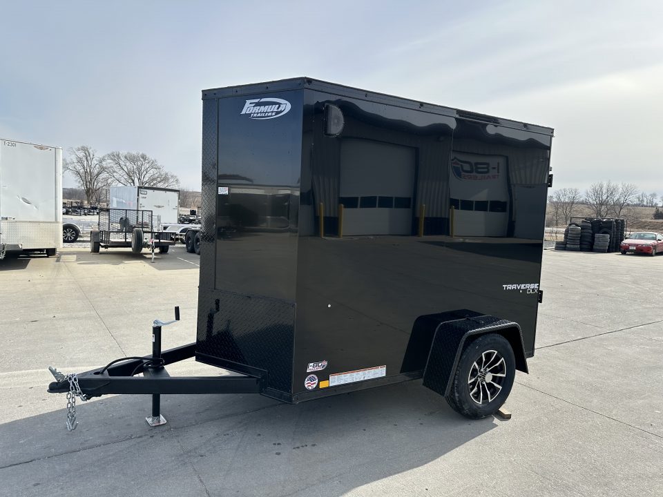 New 2026 Formula Blackout Traverse 5'x8' 3k Flat Top V-Nose Enclosed Cargo Trailer