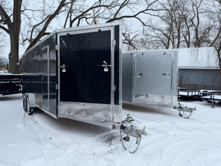New 2026 7 X 27 All Aluminum 5 Place Lightning Aluminum Enclosed Trailer with 7ft interior -