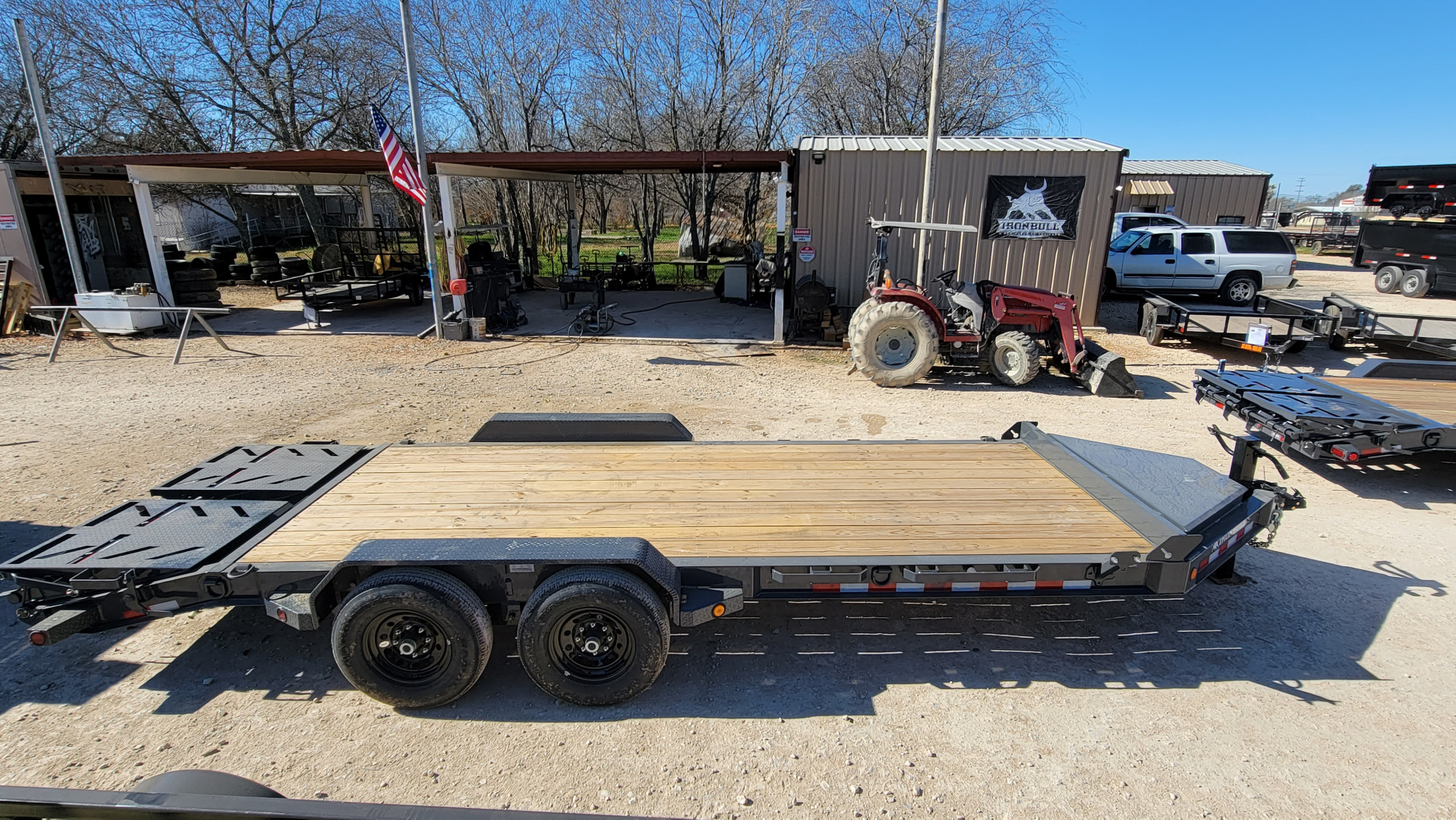 New 2026-Norstar-83-x-17+3-Iron-Bull-EWB-Bumper-Pull-Lowboy,-8in-I-Beam,-Rampage-Ramps-base-3EUGB202XT1110245