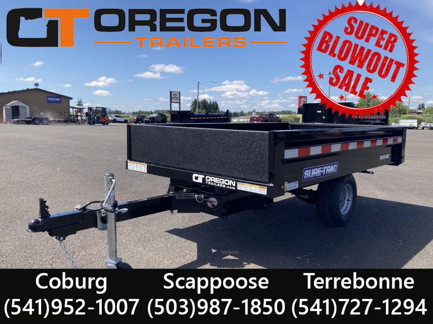 New 2026 Sure-Trac 4.5x8 Utility Deckover Dump Trailer 3K GVWR