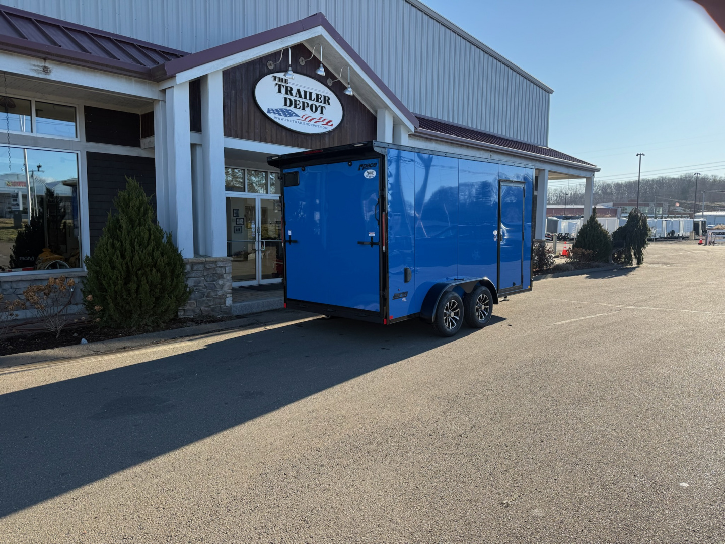 New Pace American 7' x 14' + V-Nose Enclosed Cargo Trailer with Ramp Door 7K