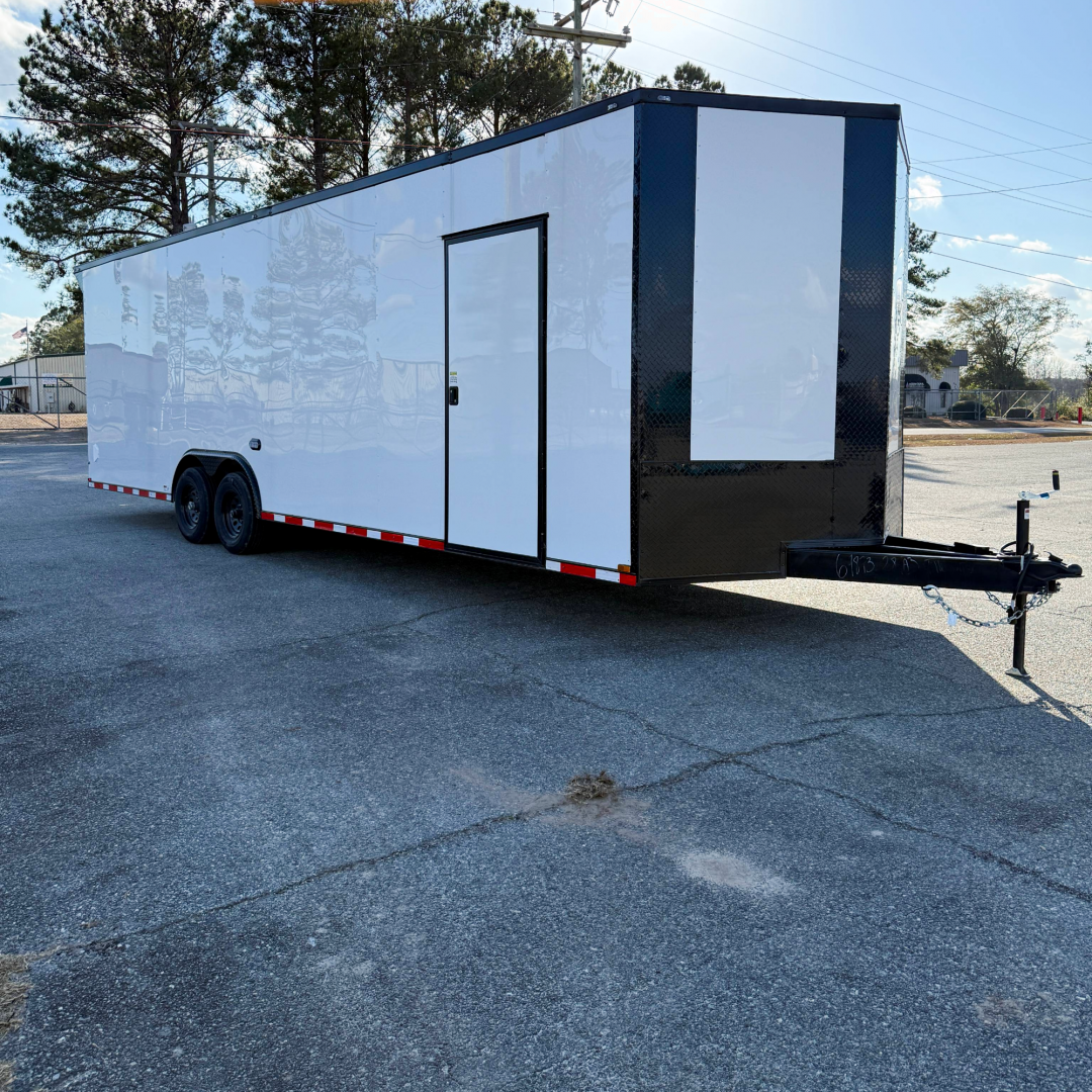 New 8.5X28 White Standard Car Hauler Trailer