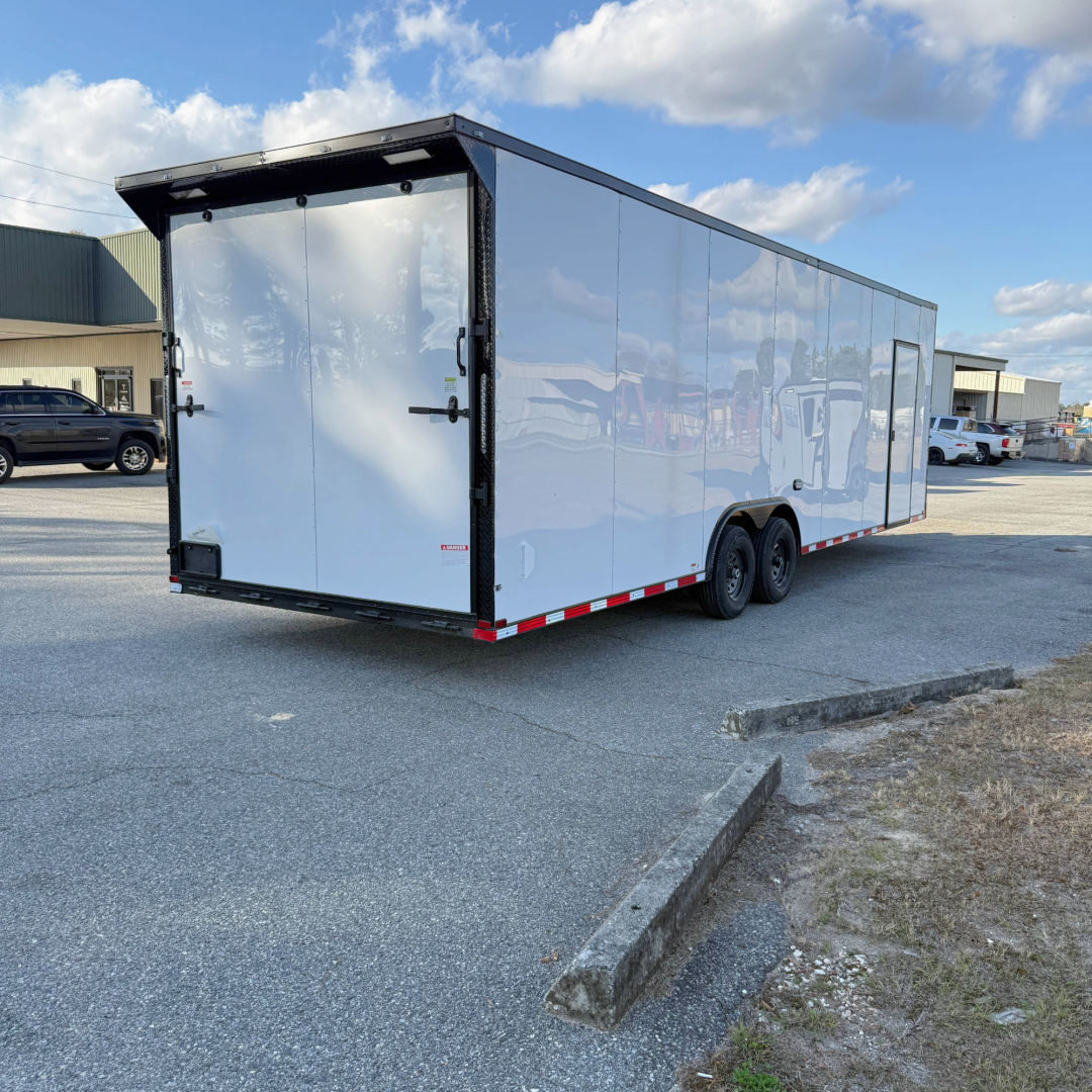 New 8.5X28 White Standard Car Hauler Trailer