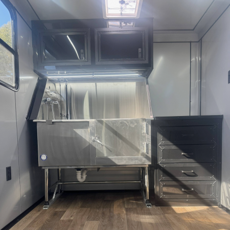 New 7X14TA Water Blue & Black Pet Grooming Trailer
