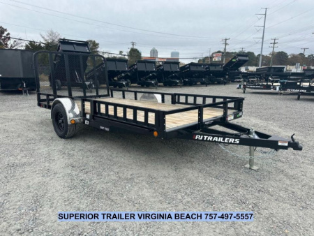 New 2026 PJ Trailers 14ft U8 w/ ATV Ramps & Fold Up Gate Utility Trailer