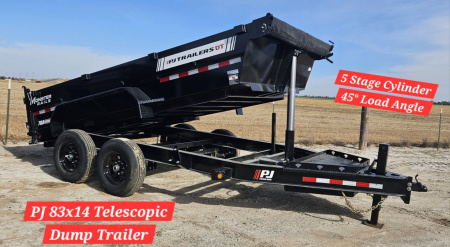 New 2026 PJ Trailers 83  x 14' Telescopic (DT1) Dump Trailer