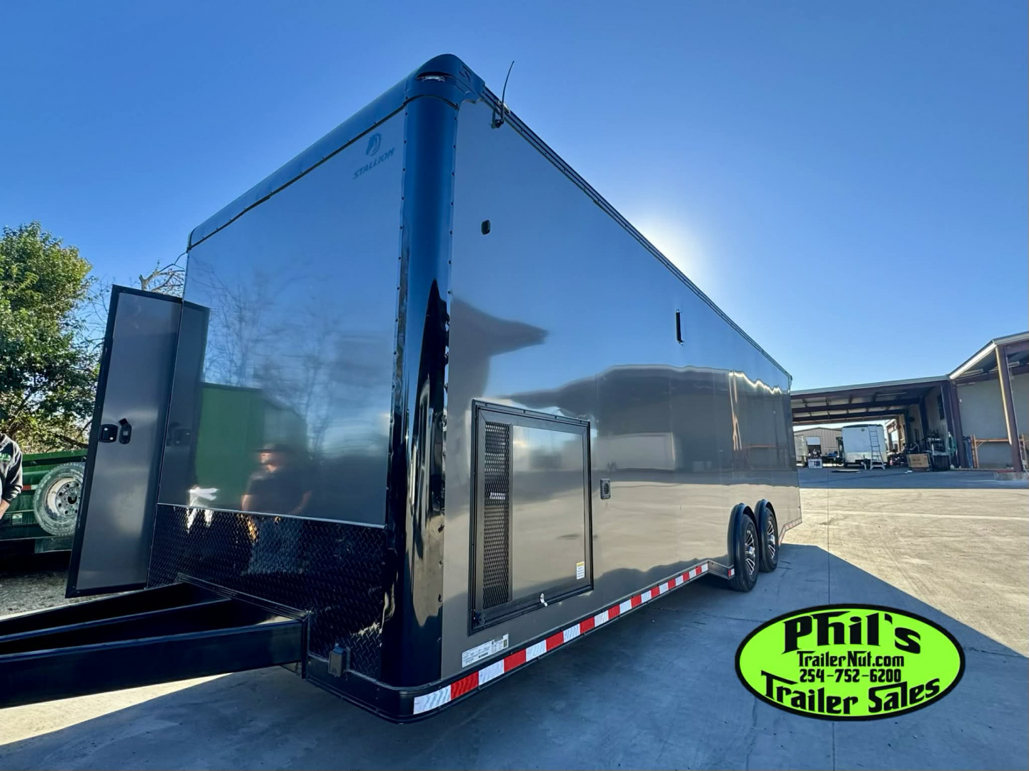 New 2026 Stallion Manufacturing LLC 8.5X28 RACE TRAILER Car / Racing Trailer UPGRADED 7000 LB TORSION AXLES / ROADSIDE CABINETS / SCREWLESS .080 EXTERIOR / REAR WING WITH LOADING LIGHTS