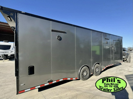 New 2026 Stallion Manufacturing LLC 8.5X28 RACE TRAILER Car / Racing Trailer UPGRADED 7000 LB TORSION AXLES / ROADSIDE CABINETS / SCREWLESS .080 EXTERIOR / REAR WING WITH LOADING LIGHTS