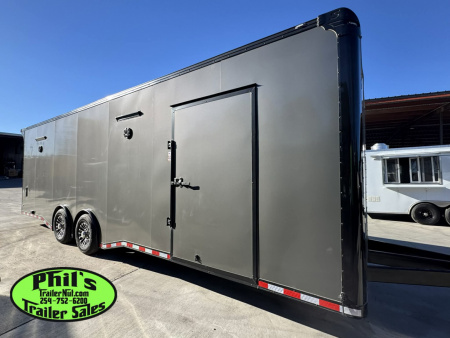 New 2026 Stallion Manufacturing LLC 8.5X28 RACE TRAILER Car / Racing Trailer UPGRADED 7000 LB TORSION AXLES / ROADSIDE CABINETS / SCREWLESS .080 EXTERIOR / REAR WING WITH LOADING LIGHTS