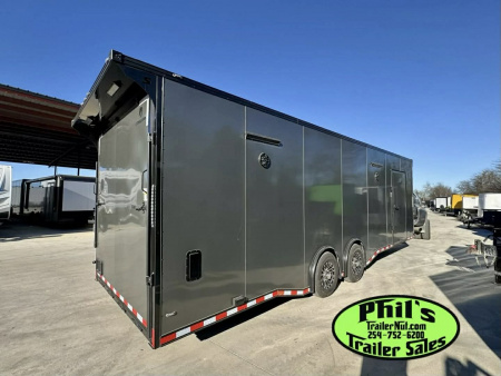 New 2026 Stallion Manufacturing LLC 8.5X28 RACE TRAILER Car / Racing Trailer UPGRADED 7000 LB TORSION AXLES / ROADSIDE CABINETS / SCREWLESS .080 EXTERIOR / REAR WING WITH LOADING LIGHTS