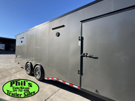New 2026 Stallion Manufacturing LLC 8.5X28 RACE TRAILER Car / Racing Trailer UPGRADED 7000 LB TORSION AXLES / ROADSIDE CABINETS / SCREWLESS .080 EXTERIOR / REAR WING WITH LOADING LIGHTS