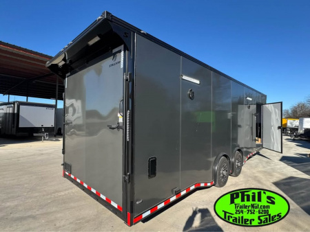 New 2026 Stallion Manufacturing LLC 8.5X28 RACE TRAILER Car / Racing Trailer UPGRADED 7000 LB TORSION AXLES / ROADSIDE CABINETS / SCREWLESS .080 EXTERIOR / REAR WING WITH LOADING LIGHTS
