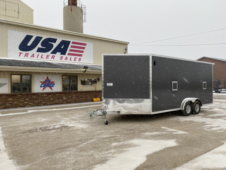 New 2026 Lightning Trailers 7.5x23 Aluminum 3-Place W/7Ft Height, Radar Pkg, & Rear Spoiler Snowmobile Trailer
