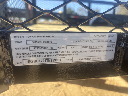 New 2026 Top Hat RX Utility Trailer