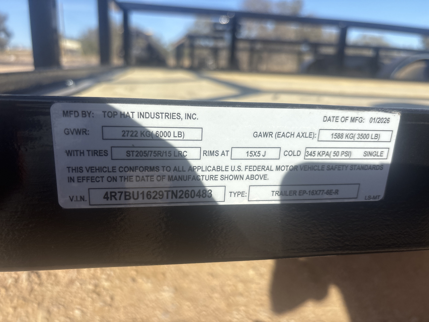 New 2026 Top Hat EP Utility Trailer