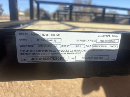 New 2026 Top Hat EP Utility Trailer