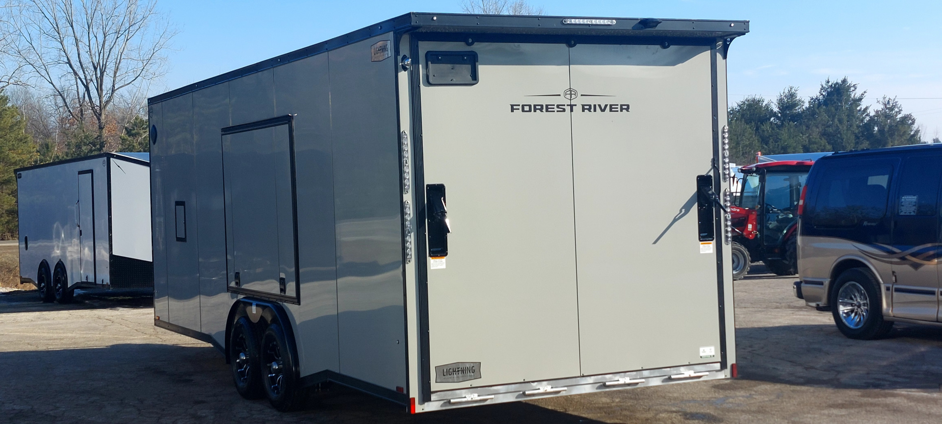 New 8 X 22 SNOWMOBILE/CAR HAULER ENCLOSED 5200# AXLES ALL ALUMINUM 2026 LIGHTNING