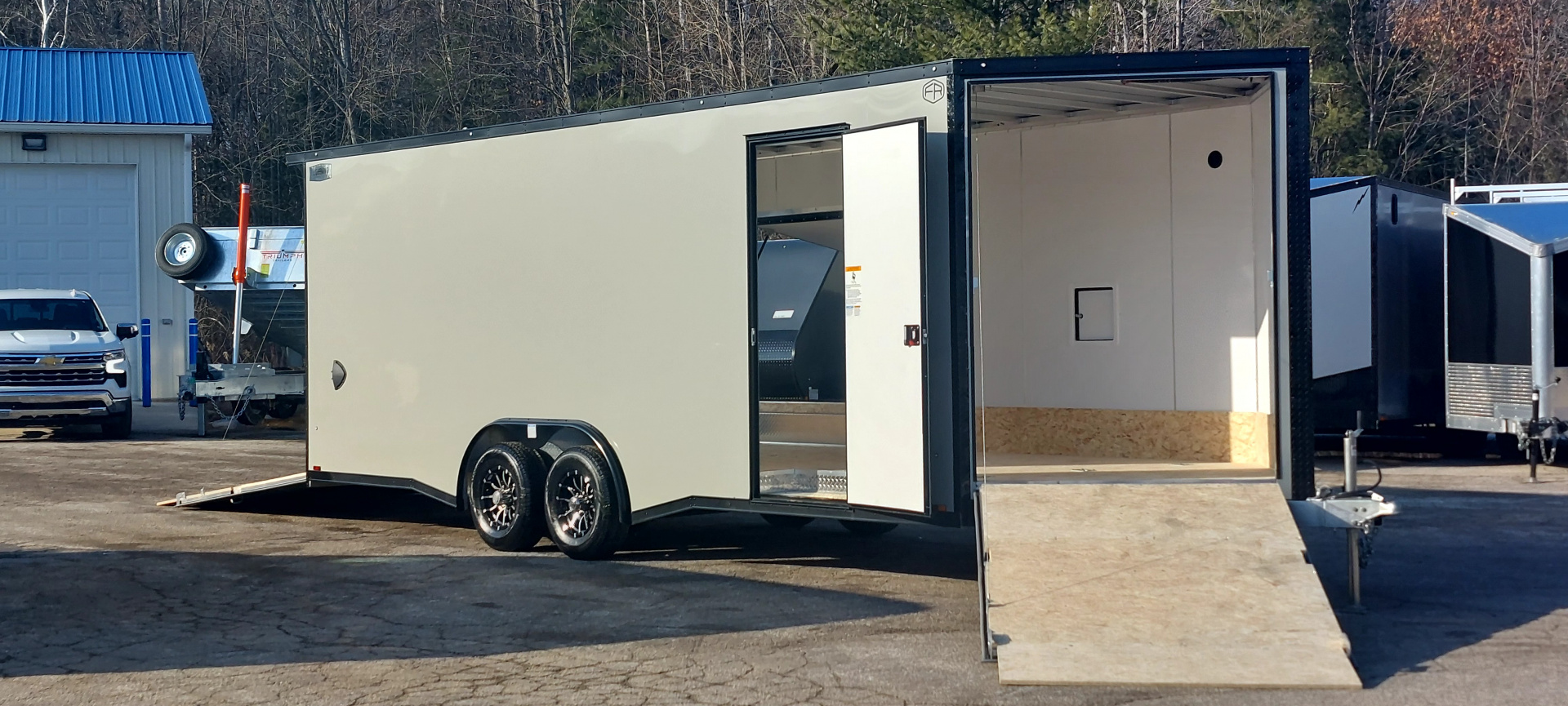 New 8 X 22 SNOWMOBILE/CAR HAULER ENCLOSED 5200# AXLES ALL ALUMINUM 2026 LIGHTNING