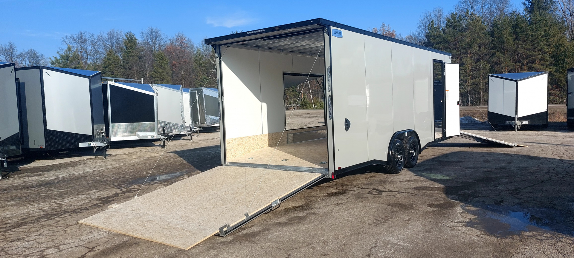 New 8 X 22 SNOWMOBILE/CAR HAULER ENCLOSED 5200# AXLES ALL ALUMINUM 2026 LIGHTNING