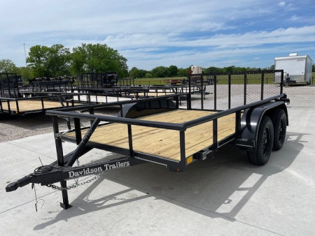 New 2025 DAVIDSON 83X12 (2)TANDEM AXLE PIPE TOP UTILITY W/36" GATE, DOVETAIL