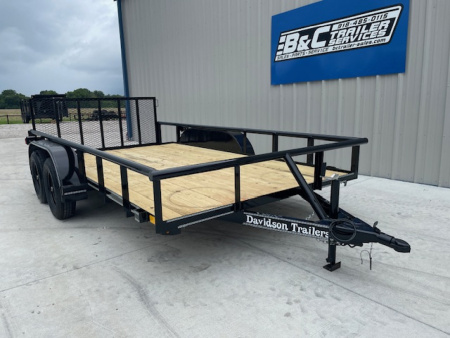 New 2026 DAVIDSON 83X14 (2)TANDEM AXLE PIPE TOP UTILITY W/36" GATE, DOVETAIL