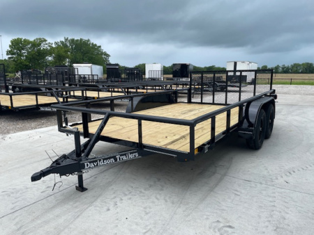 New 2026 DAVIDSON 83X14 (2)TANDEM AXLE PIPE TOP UTILITY W/36" GATE, DOVETAIL