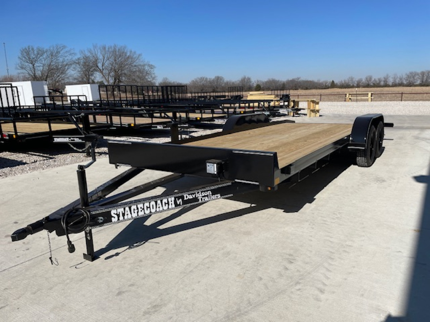 New 2026 DAVIDSON 83X20 CAR HAULER W/ PO RAMPS, WOOD FLOOR, 2' WOOD DOVE, TANDEM (2)3500#AXLES