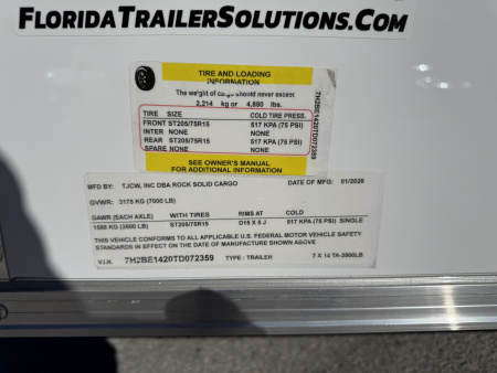 New 2026 Rock Solid Cargo 7x14 Double Door Enclosed Cargo / Enclosed Trailer