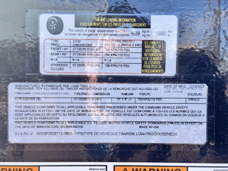 New 2026 Load Trail 8.5-25 Single Wheel Gooseneck Deckover Equipment Hauler 15.6K GVWR