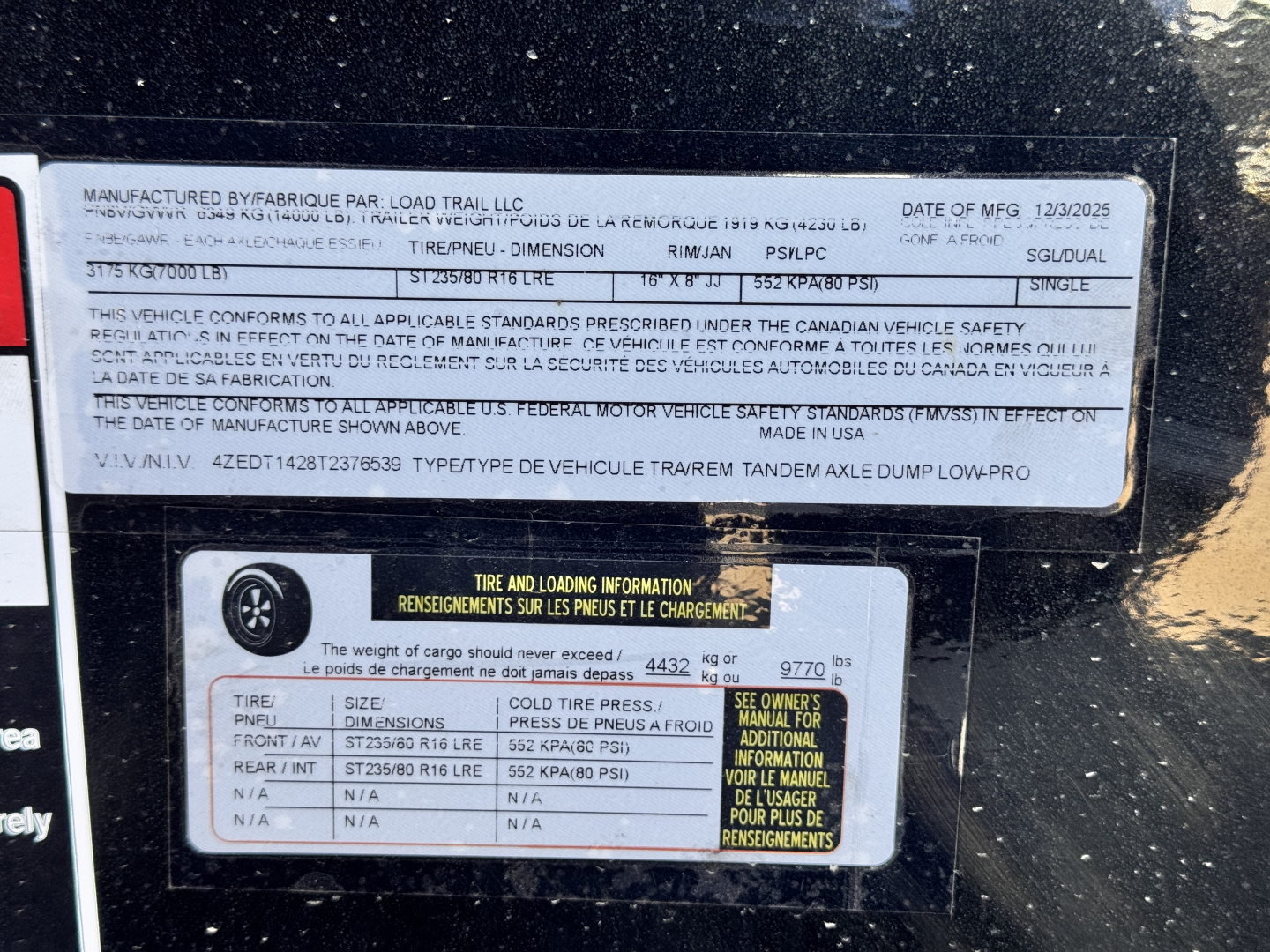 New 2026 Load Trail 7-14 Dump 7K Axles