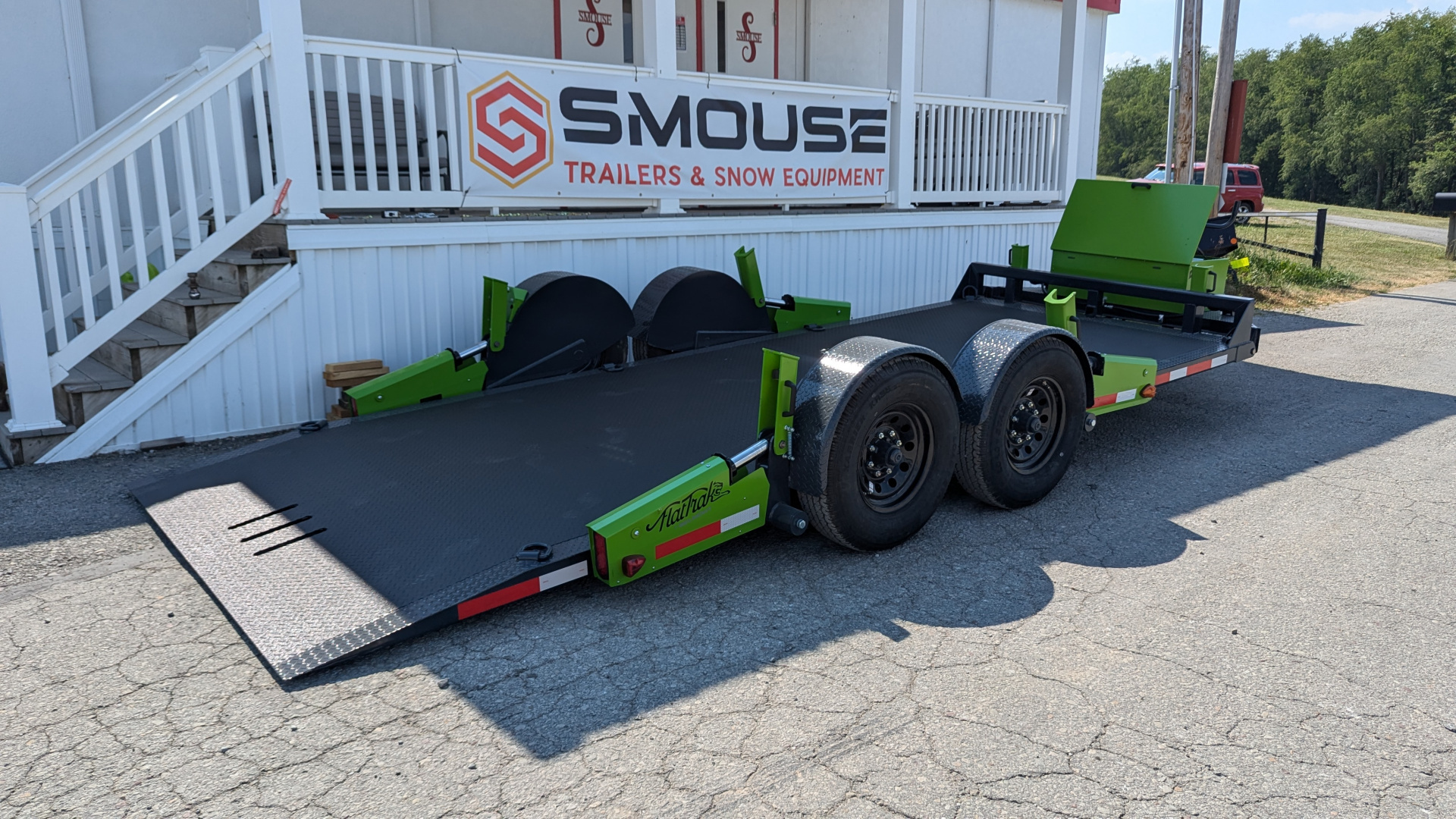 New 2026 "FlatTrak" by Belmont 7x18 HD Lay Flat Tilt Equipment Hauler w/ Hyd Jack