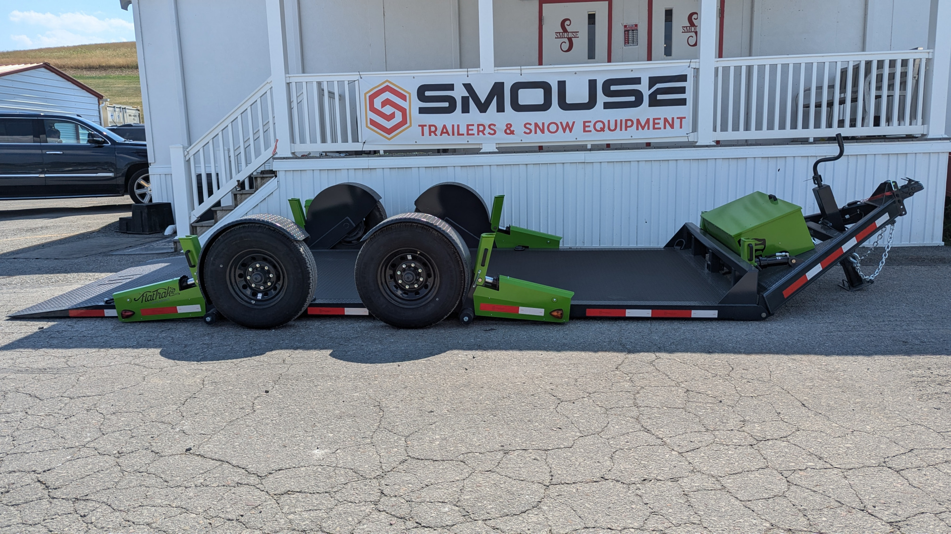 New 2026 "FlatTrak" by Belmont 7x18 HD Lay Flat Tilt Equipment Hauler w/ Hyd Jack